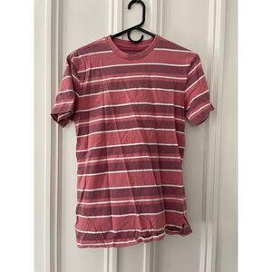 American Eagle super soft pink and maroon and white striped tee XS